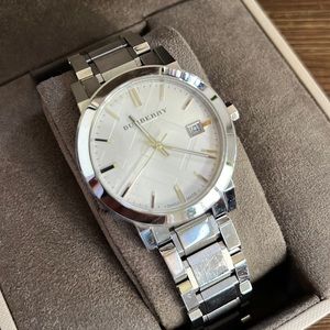 Burberry watch, silver color, for 6” wrist